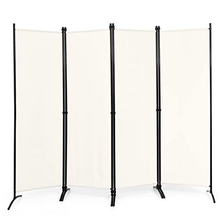 Giantex 5.6 Ft Tall 4 Panel Room Divider White, Lightweight Portable Folding Privacy Screen, Freestanding Partition Wall Divider and Separator for Bedroom Home Office Apartment Studio Giantex