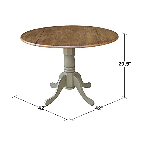 International Concepts Inch Dual 42 Drop Leaf Dining Table, Distressed Hickory/Stone