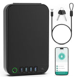 XGUNXBOX Gun Safe, Biometric gun safe for handgun, Portable Car Pistol Gun Safe Pistol with Keys Keypad and APP Control Hand Gun Lock Box, small safe for Home Bedside Car Wild camping XGUNXBOX