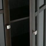 SIMPLIHOME Bedford SOLID WOOD 39 inch Wide Rustic Medium Storage Cabinet in Dark Tobacco Brown, with 2 Tempered Glass Doors, 4 Adjustable Shelves SIMPLIHOME