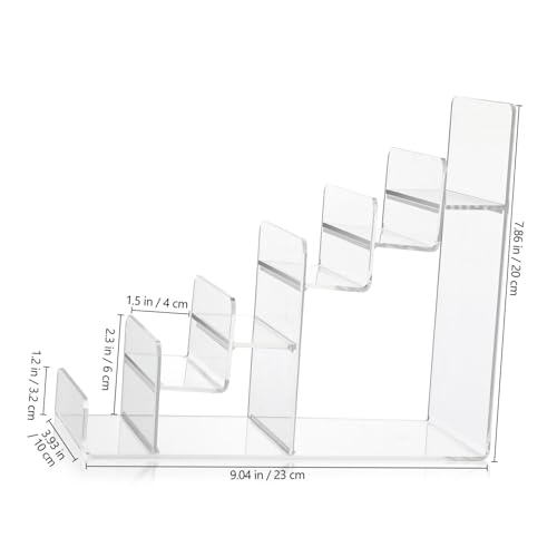 Cabilock Purse Stands for Display, 6-Tier Acrylic Clear Display Risers 7.8" Purse Perfume Organizer Stand Holder, Clear Tiered Multi Slot Vendor Counter Table Shelf for Dessert Cupcake Jewelry Figure Cabilock