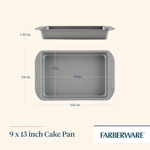 Farberware Nonstick Bakeware Baking Pan / Nonstick Cake Pan, Rectangle - 9 Inch x 13 Inch, Gray