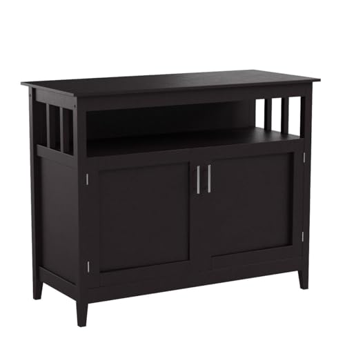Costzon Buffet Cabinet, Wooden Sideboard with 2 Doors, Adjustable Shelf, Accent Coffee Bar Cabinet, Kitchen Storage Cabinet for Living Room, Dining Room, Hallway Costzon