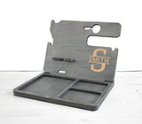 Wooden Docking Station, Personalized desk organizer, Nightstand Docking Station, Unique holiday gift, Wood docking station, Birthday Gift, Gift for Men, Anniversary Gift, Fathers Day Gift Purple Hammer