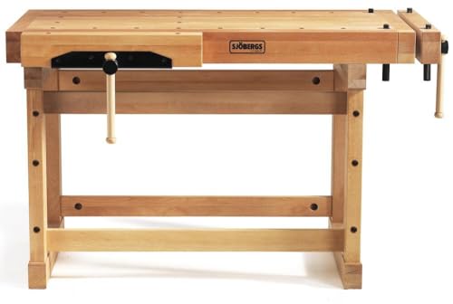 Sjobergs Elite 1500 Beech Woodworking Workbench with Dual Vises, Dog Holes & Modular Accessories – Professional European Shop Bench SJO-66703K (Elite 1500 Workbench + Cabinet SM03) Sjobergs