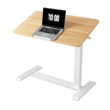 FLEXISPOT H7 PRO Mobile Standing Desk Adjustable Overbed Table Pneumatic with Wheels 90°Tiltable Portable Laptop Desk Rolling Computer Cart Foldable Bedside Table(31.5" W x 17.7" D D, Maple) FLEXISPOT