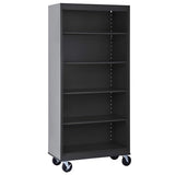 Sandusky Lee BM40361872-09 Mobile Bookcase with 4 Adjustable Shelves, Steel Rolling Bookshelf Storage Cabinet, 78"H, Black Sandusky