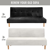 ele ELEOPTION 3 Seat Armless Sofa Bed Cover Stretch Slipcover Velvet Thicker Full Size Folding Cushion Couch Covers Furniture Protector Sofa Futon Cover White Color ele ELEOPTION