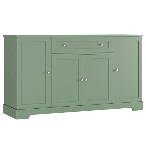HITHOS 54" Buffet Cabinet with Storage, Modern Kitchen Buffet Sideboard with Drawer, Wood Coffee Bar Station with Adjustable Shelves, Kitchen Storage Cabinet for Living Room, Green HITHOS