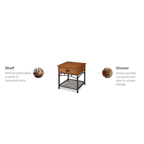 Modern Craftsman Distressed Oak End Table by Home Styles, Brown 22D x 22W x 24.5H in homestyles