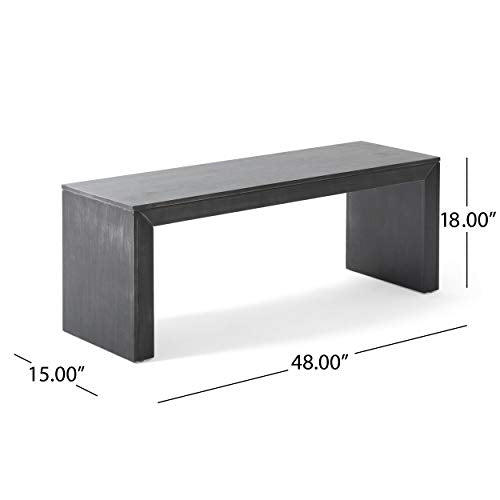 GDFStudio Farmhouse Acacia Wood Dining Bench, Black GDFStudio