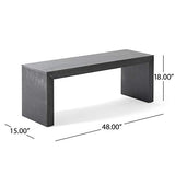 GDFStudio Farmhouse Acacia Wood Dining Bench, Black GDFStudio