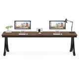 LITTLE TREE 2 Person Computer Desk,78.7-Inch Extra Long Desk,Large Double Writing Desk for Home Office Stidy, Black Rustic Brown LITTLE TREE