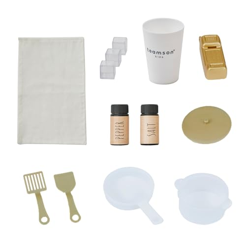 Teamson Kids Little Chef Cyprus Medium Wooden Play Kitchen with Interactive, Realistic Features, and 14 Kitchen Accessories for 3yrs and up, Light Oak/Faux White Marble/Gold Teamson Kids