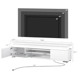 Algglobuy Low TV Stand for TVs up to 80 Inches with LED Lights, Entertainment Center TV Console Table with Storage and Power Outlet, High Gloss TV Stands for Living Room, Bedroom (White) Algglobuy