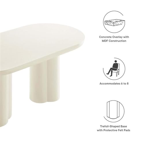 Modway EEI-6764-WHI Caspian 72" Oval Concrete Dining Table, White Modway