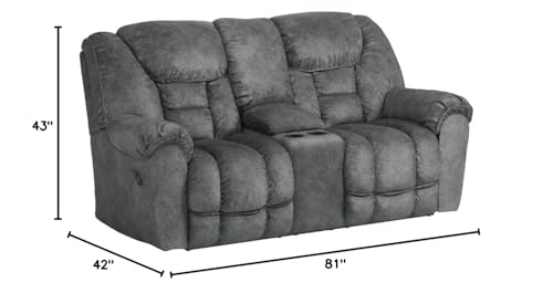 Signature Design by Ashley Capehorn Oversized Manual Pull Tab Reclining Loveseat with Center Console, Dark Gray Signature Design by Ashley