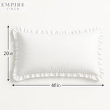 Empire Linen | Ruffled Body Pillowcase | Cotton Satin Weave, Soft & Breathable | Hidden Zipper Closure | Decorative Pillow Sham with Single Layer Ruffles | White Body Pillow Cover (20x48, White) Empire Linens