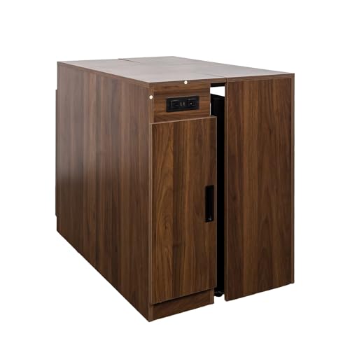 118.11" L Modern Multifunctional Extendable Dining Table with Outlet,Extendable Dining Table for 2 to 12 People with Outlet,Space Saving Expanding Table with Storage for Party,Meetings (Walnut) JIJIWANG