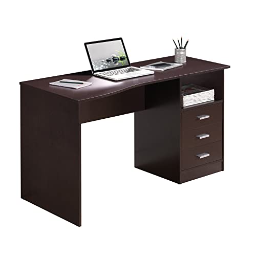 Techni Mobili Classic Computer Desk with Multiple Drawers, 29.5" x 23.6" x 51.2", Wenge - WoodArtSupply