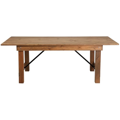 Flash Furniture Hercules Series 7' x 40" Rustic Solid Pine Folding Dining Table, Rectangular Antique Farmhouse Dining and Event Extension Table Flash Furniture
