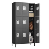 Letaya Metal Lockers for Employees-9 Door Storage Locker with Shelves and Lockable Steel Cabinet for School,Gym,Office,Staff(Black, 9 Door) Letaya