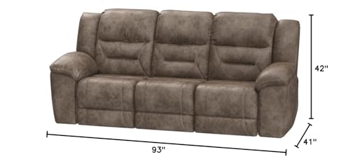 Signature Design by Ashley Stoneland Faux Leather Manual Pull Tab Reclining Sofa, Light Brown Signature Design by Ashley