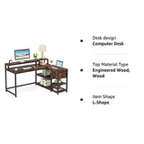 Tribesigns Rustic L Shaped Desk with Drawers and Shelves for Home Office Tribesigns