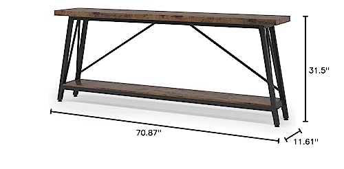 Tribesigns 70.9 Inches Extra Long Sofa Table Behind Couch, Industrial Entry Console Table for Hallway, Entryway & Living Room, Rustic Brown Tribesigns