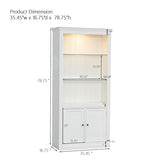 Virubi 78.75" Farmhouse Tall Bookcase Display Cabinet with Storage and LED Light, 5 Colors Adjustable, Wood Mid Century Modern Bookshelves with Shelves for Living Room, Office, Freestanding, White Virubi
