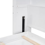 Merax Queen Size Murphy Bed, Wood Queen Murphy Hidden Wall Bed with Shelves for Home Office or Small Room, No Box Spring Needed, White Merax