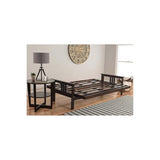 HomeStock Asian Allure Fusion Futon Wood Frame Classic Style with Mission Style Arms with Solid Pattern with Foldable Feature for Lounge Room with Tight Back Espresso/Full Frame Without Drawers HomeStock