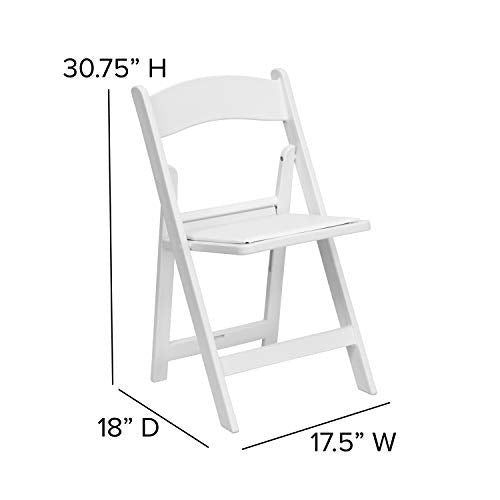 EMMA + OLIVER Set of 4 Lightweight Resin Folding Chairs in White, Comfortable 800LB Weight Capacity Chair - WoodArtSupply