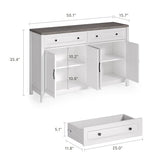 Gizoon Farmhouse Kitchen Sideboard Buffet Cabinet with Storage, Wood Coffee Bar and Storage Sideboard with Drawers and Doors for Kitchen, Dining Room, 15.7" D x 55.1" W x 35.3" H, White/Rustic Brown Gizoon