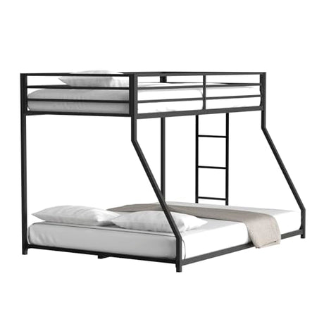 CFTEL Bunk Beds Twin Over Full Size, Metal Bunk Bed with Removable Ladder&Reinforced Guardrails for Kids&Adult, Bed Frame Twin Size (Black) CFTEL