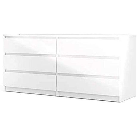 Tvilum Scottsdale 6 Drawer Double Dresser, White High Gloss Tvilum