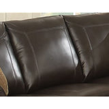 AC Pacific Louis Traditional Upholstered Leather Living Room Piece with Antique Brass Nail Head Trim, Sofa, Umber AC Pacific
