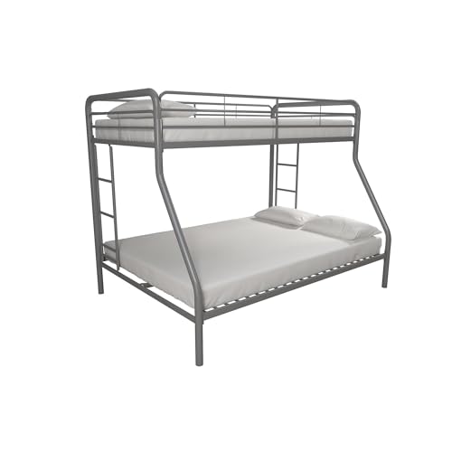 DHP Dusty Metal Bunk Bed with Secured Ladders, Twin/Full, Silver DHP