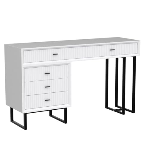 UEV Large Vanity Desk with Drawers,Makeup Vanity Set with Movable 3-Drawer Chest,Modern Makeup Vanity Dressing Table(White) UEV