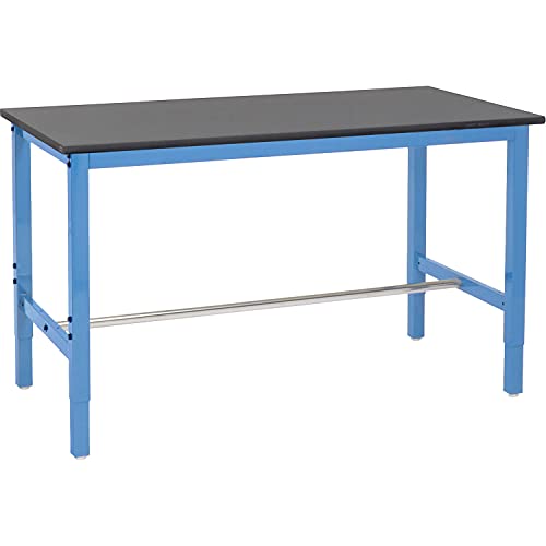 Global Industrial Lab Workbench Adjustable Height Square Tubular Leg, Phenolic Resin Safety Edge, 72" W x 30" D, Blue - WoodArtSupply