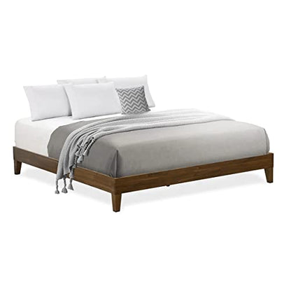 King Size Walnut Platform Bed Frame with Sturdy Hardwood Legs by East West Furniture - WoodArtSupply