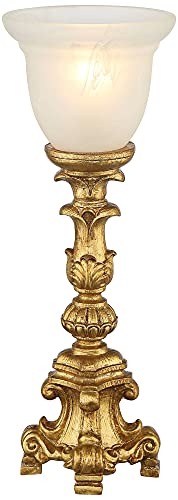 Regency Hill Traditional Glam Console Accent Table Lamp 18" High French Gold Uplight Alabaster Glass Shade Decor for Living Room Bedroom House Bedside Nightstand Office Reading Family Regency Hill