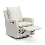 Storkcraft Timeless Reclining Glider (Ivory) -USB Charging Port, 360-Degree Metal Swivel Base, Manual Extending Foot Rest, Supportive Cushions, Durable Fabric