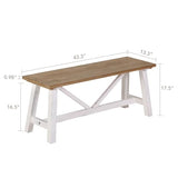 Wnutrees 43" Farmhouse Wood Bench, Narrow Bench, Long Bench Seat for Entryway, Living Room, Dining Room, Solid Wood, White Wnutrees