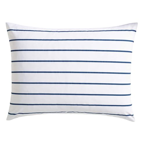 Nautica - Full/Queen Duvet Cover Set, Super Soft Cotton Bedding with Matching Sham(s), Casual Bedding Set, Oeko-Tex Certified (Brenton Stripe Navy, Full/Queen) Nautica