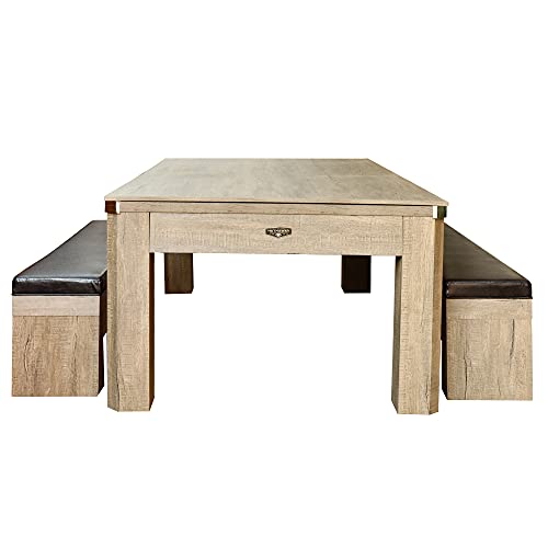 Hathaway Newport 7-ft Pool Table Combo Set with Benches - Rustic Grey with Blue Felt Hathaway