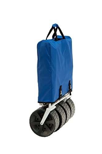 Mac Sports Heavy Duty Collapsible Folding All Terrain Utility Beach Wagon Cart, Blue/White - WoodArtSupply