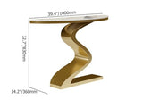 homary 39.4" White & Gold Half Circle Entry Table, Half Moon Wall Table with Uniquely Designed Curved Legs for Entryway/Hallway/Living Room/Foyer, Sintered Stone Top homary