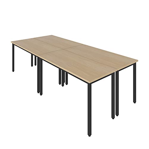 Conference Tables 8FT Large Meeting Table Rectangular Seminar Tables for Office Conference Meeting Room Modern and Space Saving Design (4PCS, Natural) - WoodArtSupply