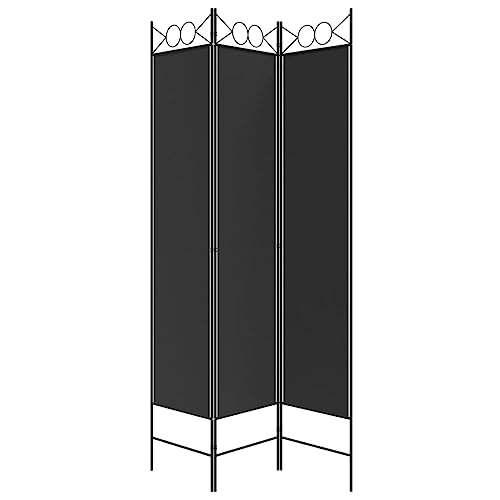 vidaXL 3-Panel Room Divider - Black 47.2"x78.7" Fabric - Versatile Decorative Screen for Indoor Privacy, Sunlight Blocker, Easy to Install and Store vidaXL